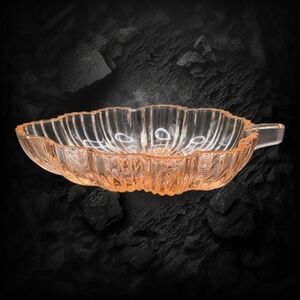 Vintage Pink Depression Glass Leaf  Dish